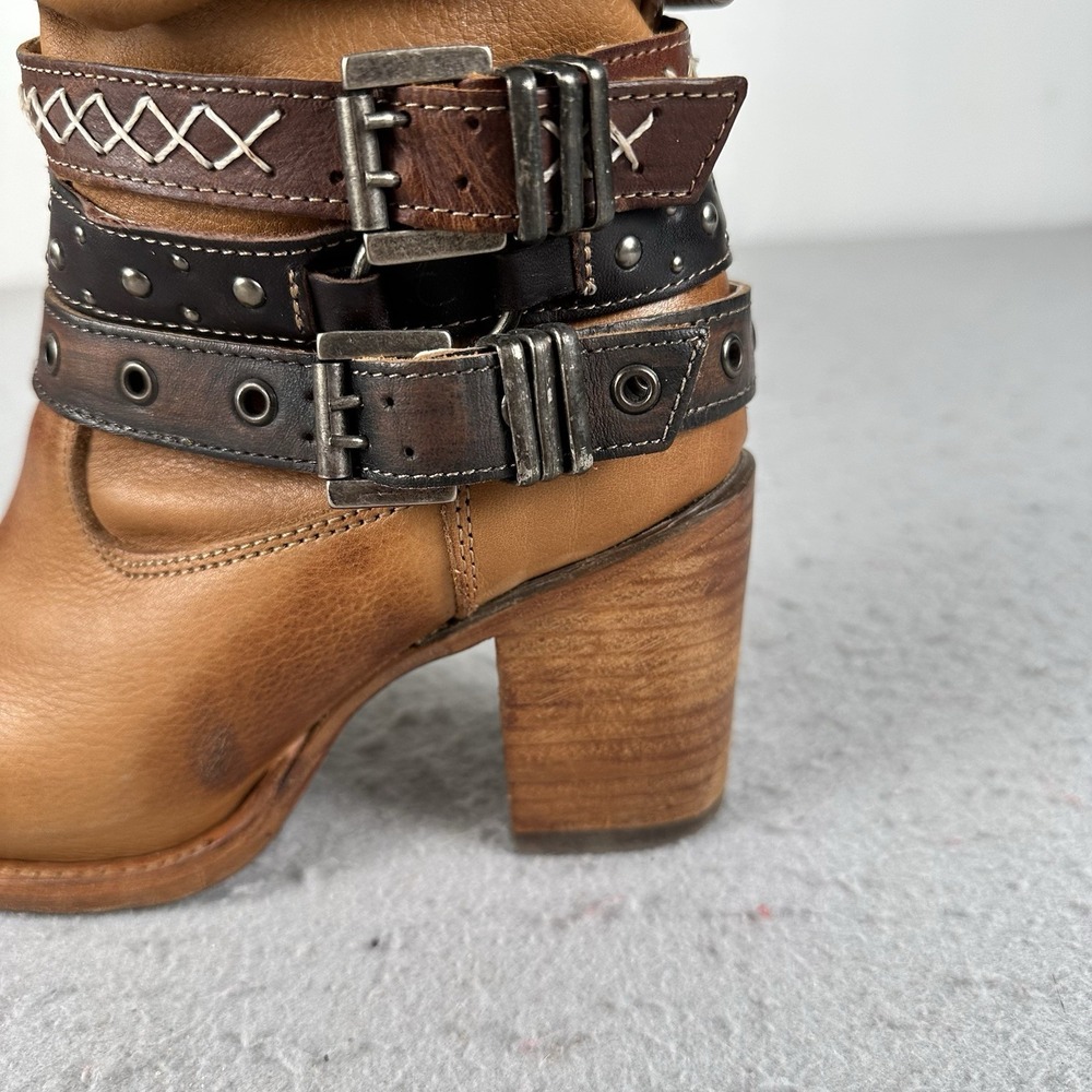 Freebird By Steven Blaine Slouch Ankle Boots Buckle Heel Brown Women's 7 - Picture 7 of 16